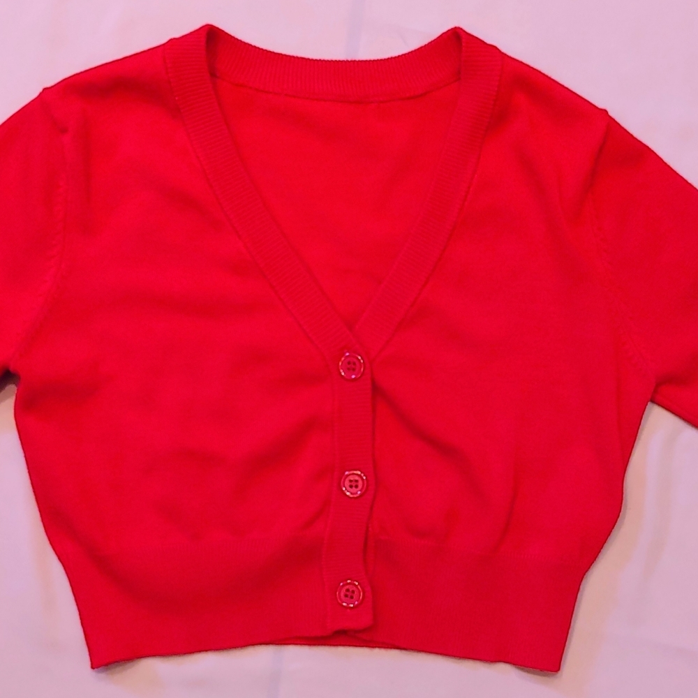 Vivid Red Cropped Cardigan